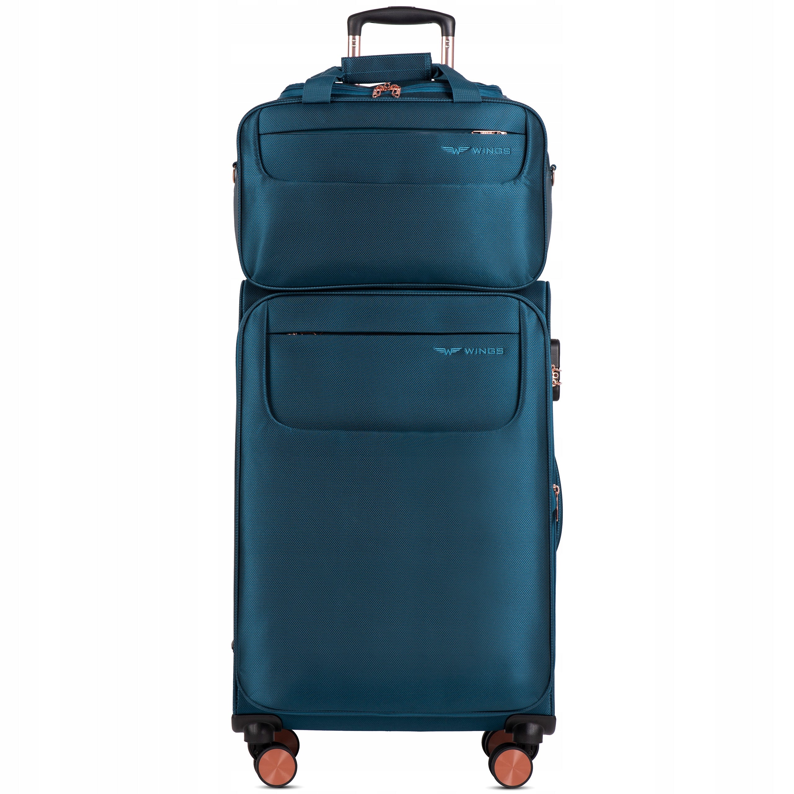 SOFT SUITCASE WINGS SMALL CABIN S LIGHT 38L EXPANDABLE 4 WHEELS TRN01G Brand Wings