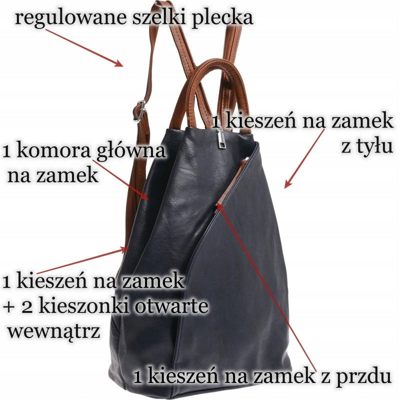 SOFT WOMEN'S BACKPACK AND BAG 2IN1 ECO LEATHER blue Gender woman