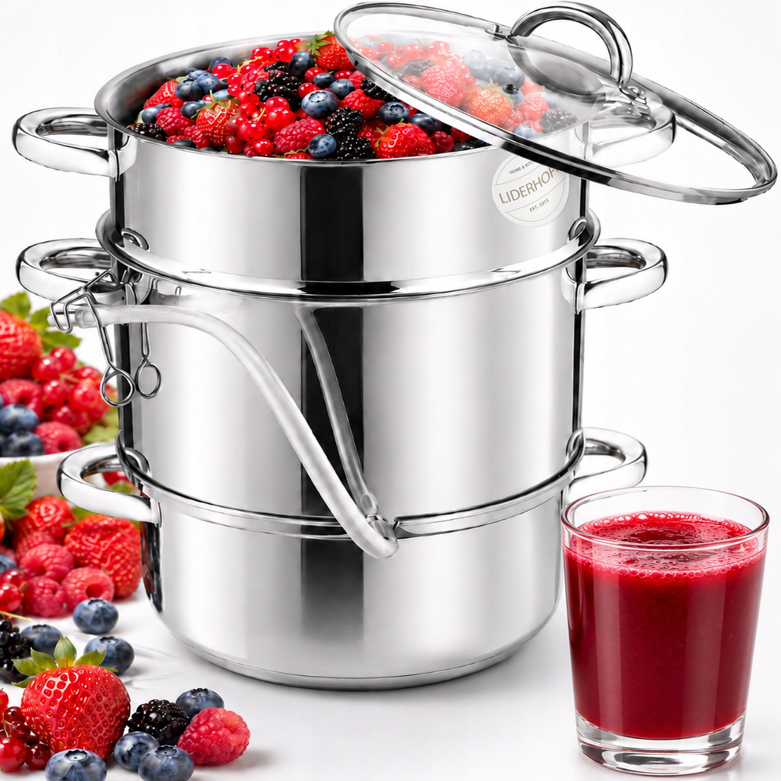 SOKOWNIK PAROWY 8L DO OWOCÓW GARNEK STALOWY NA GAZ I INDUKCJĘ XXL PREMIUM Manufacturer code 5908147052669