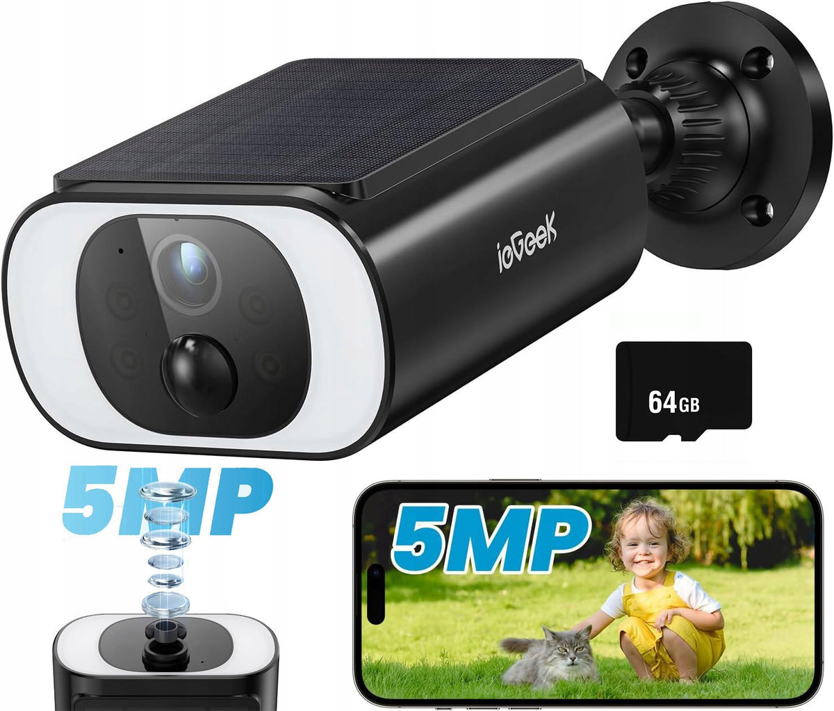 SOLAR BATTERY WIFI CAMERA 5MPX SMART OUTDOOR IP WIRELESS ALARM