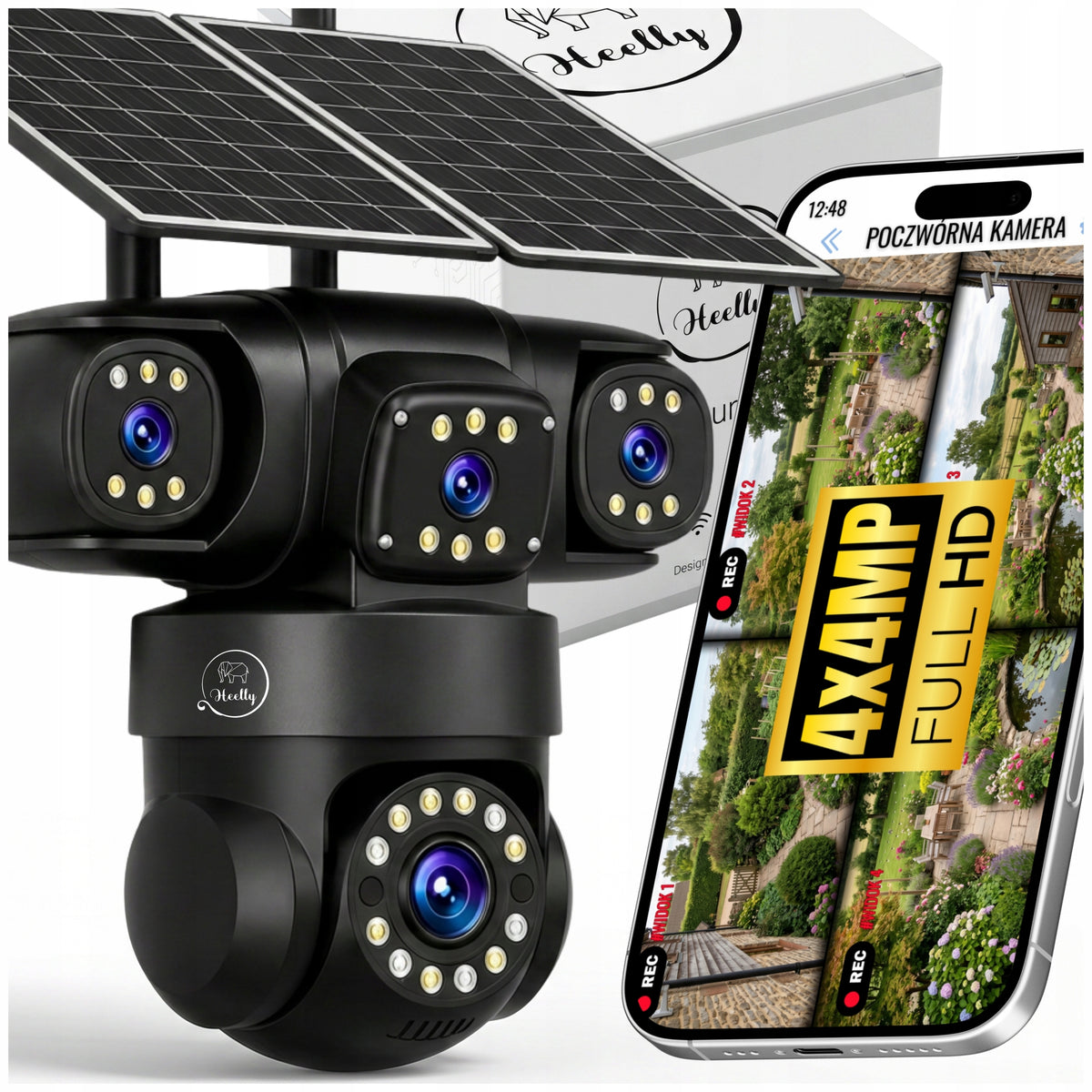 SOLAR CAMERA 4G OUTDOOR FOUR HD LENSES 4X4MP AOV SIM LTE HEELLY