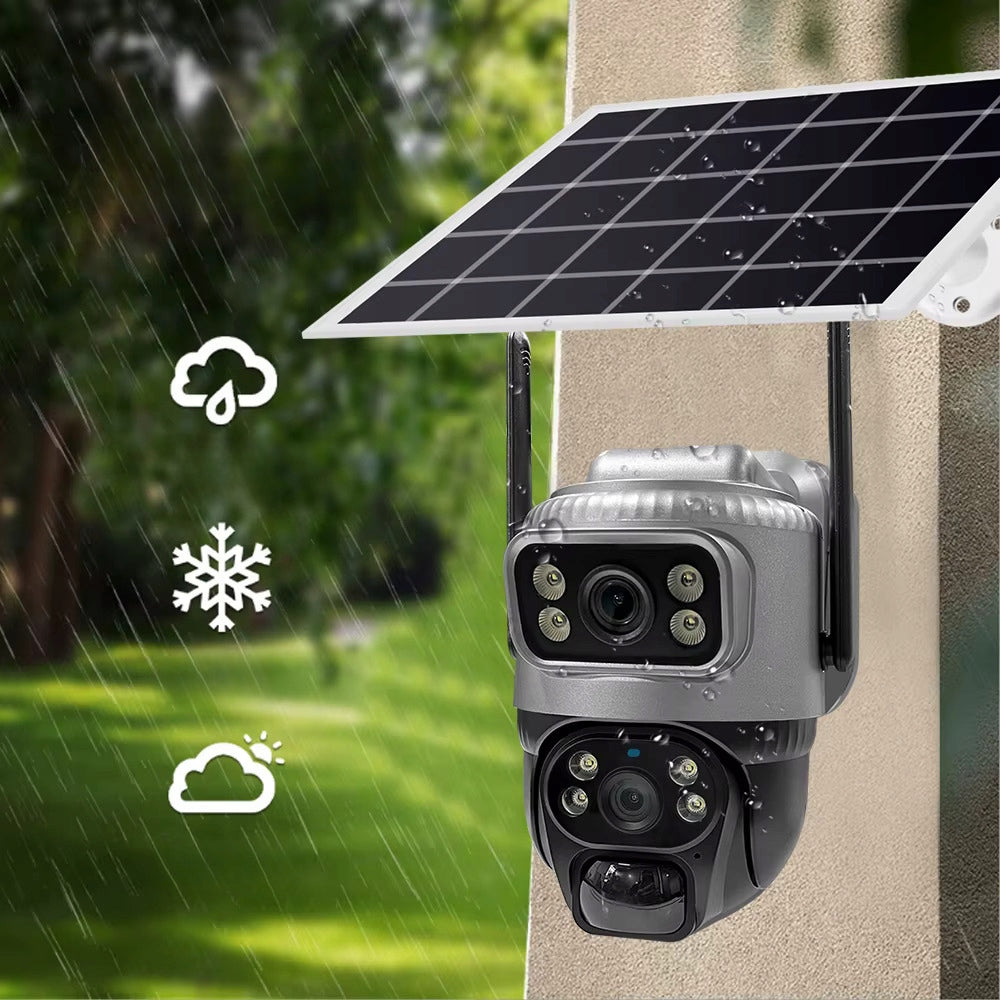 SOLAR CAMERA ROTATING 2 LENSES 4G LTE SIM 2K 4MP IP66 SMART OUTDOOR Packaging status original