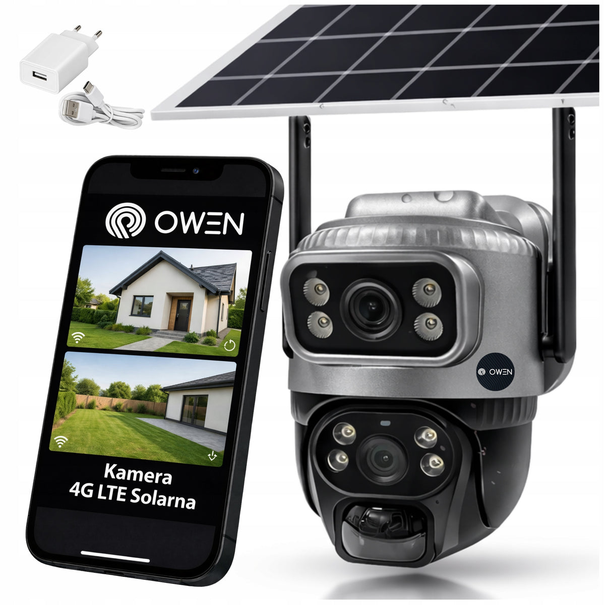 SOLAR CAMERA ROTATING 2 LENSES 4G LTE SIM 2K 4MP IP66 SMART OUTDOOR