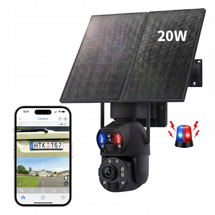 SOLAR CAMERA ZOOM x36 8MP TWO LENSES CONTINUOUS RECORDING 24/7 4G GSM