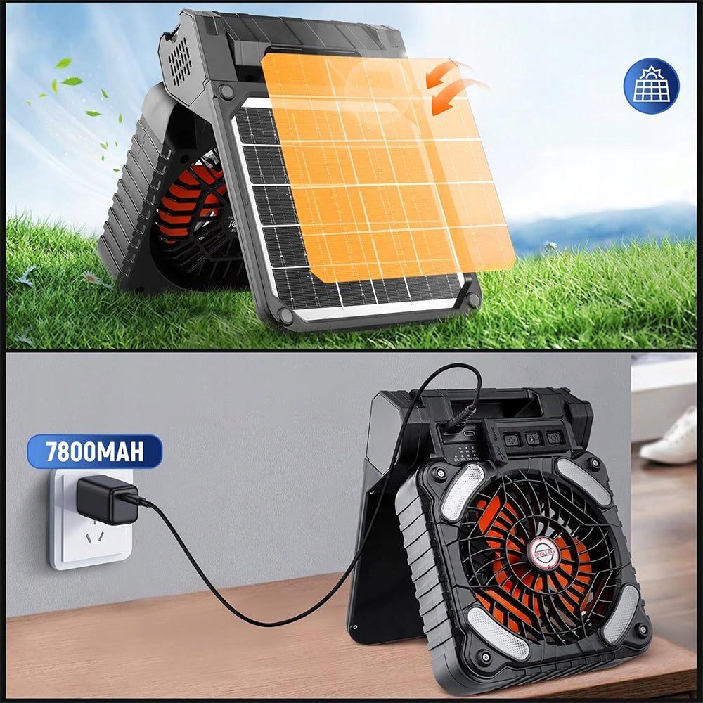SOLAR CAMPING FAN LED LAMP 4 WIND SPEEDS 2 CHARGING METHOD Brand Bedee