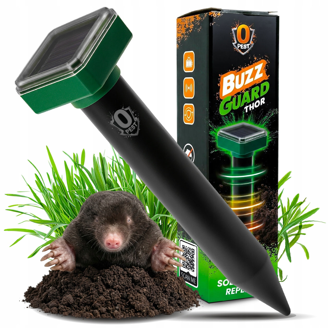 SOLAR DETERRENT FOR MOLES VOLES SNAKES MICE RODENTS FOR GARDEN 650m2