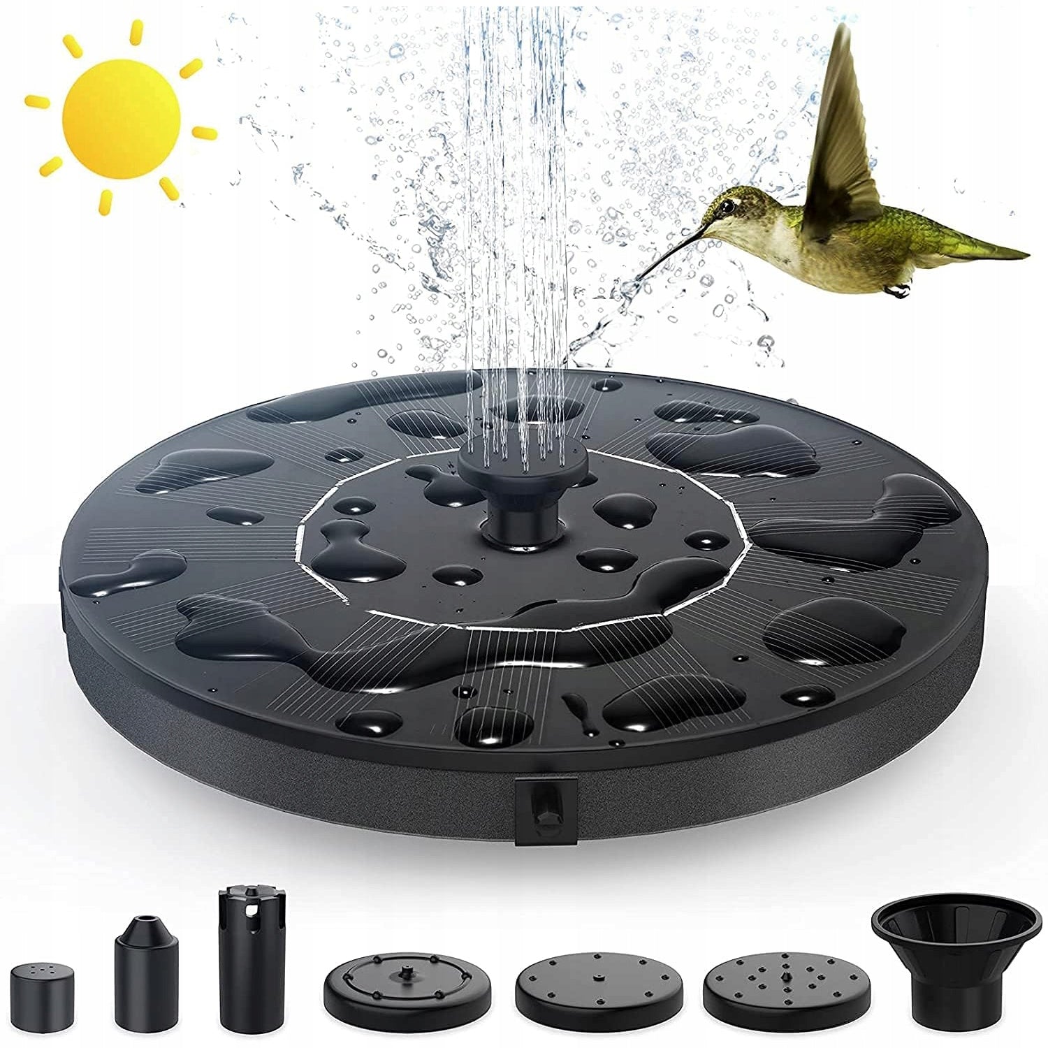 SOLAR FOUNTAIN POND PUMP FOUNTAIN PUMP WITH 6 NOZZLES 1.5W