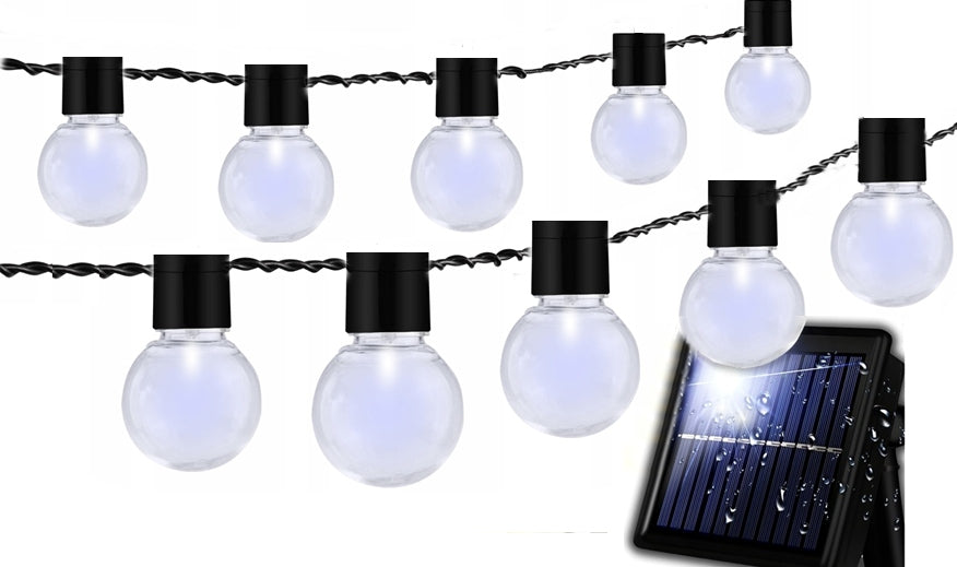 SOLAR GARDEN GARLAND FOR BALCONY TERRACE BULB LIGHTS 10 LED Batteries included yes