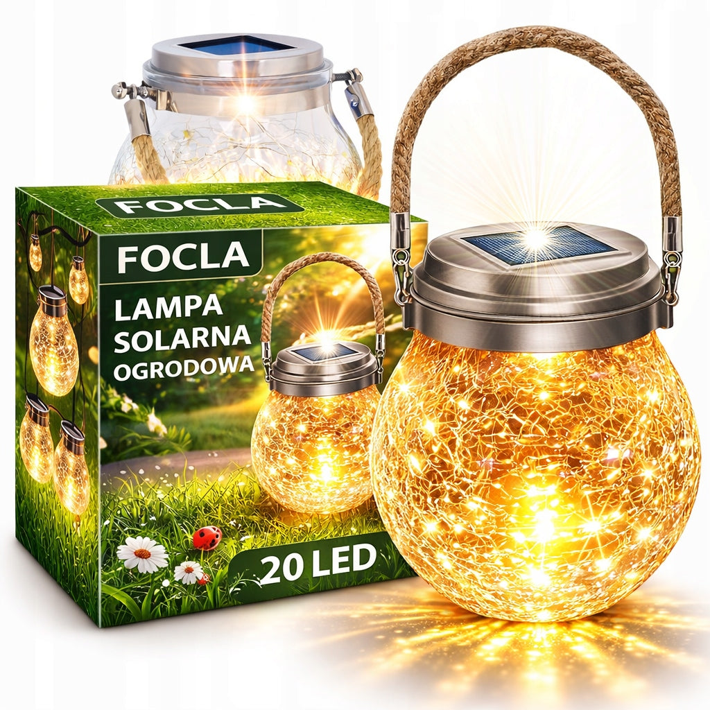 SOLAR GARDEN LAMP JAR Solar Lantern - 20LED XXL FROST EFFECT