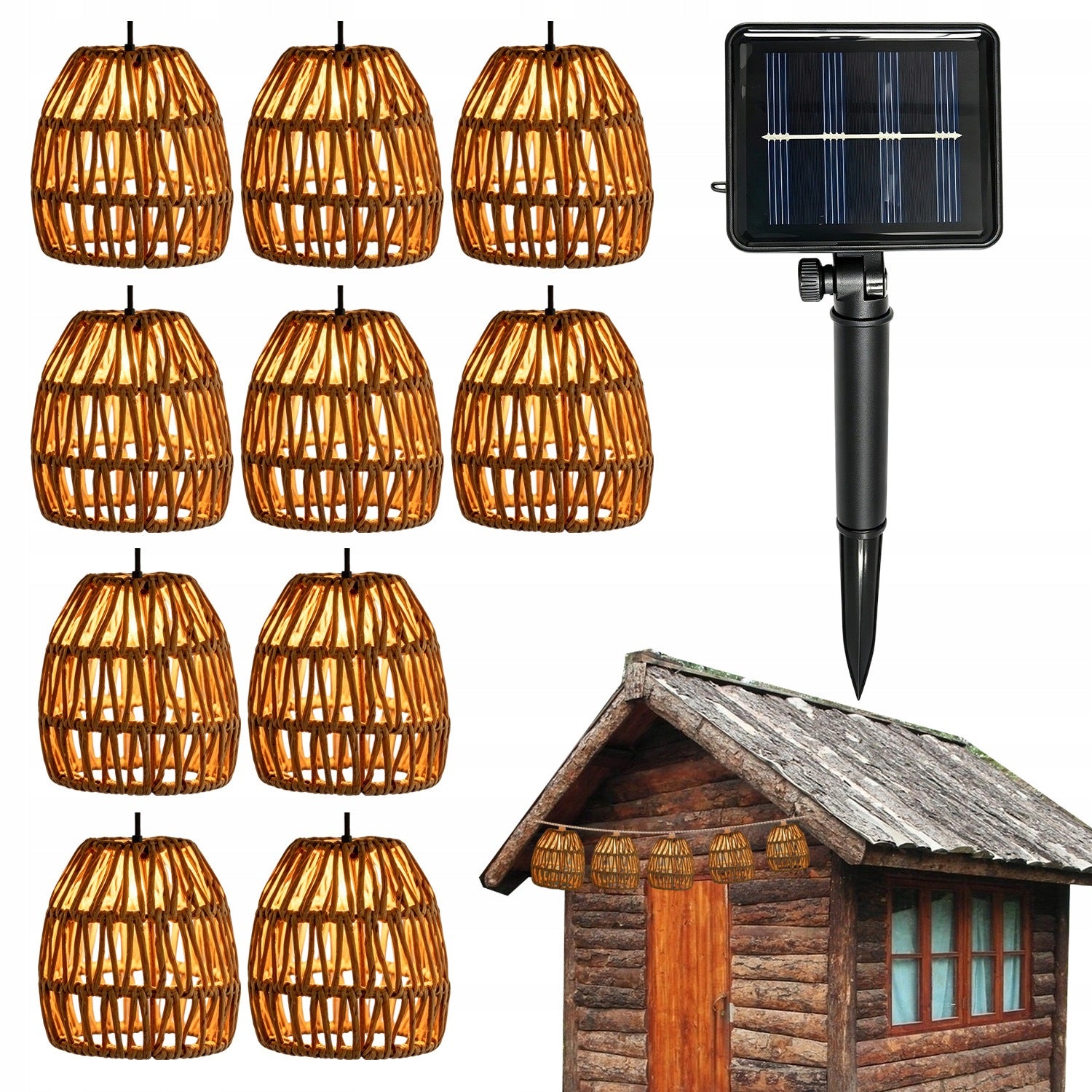 SOLAR GARDEN LAMP RATTAN LANTERNS LED WARM WHITE WEDDING RECEPTION