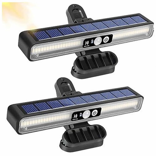 SOLAR GARDEN LAMPS WITH MOTION SENSOR LED 3 MODES 2 PCS STEEL