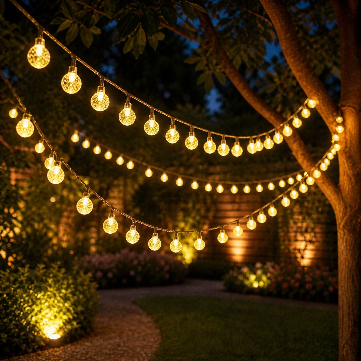 SOLAR GARDEN LIGHTS SOLAR GARLAND 100LED BALLS WHITE WARM 19m Manufacturer code 05276