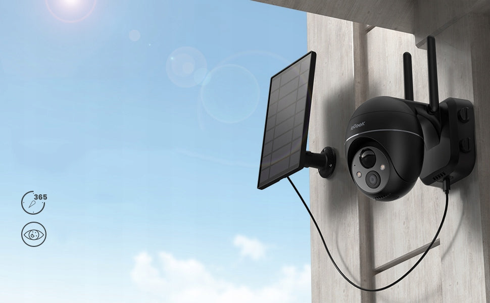 SOLAR OUTDOOR WIFI CAMERA ROTATING IP 2K 3MPX 4X ZOOM BATTERY 3PCS Packaging status original