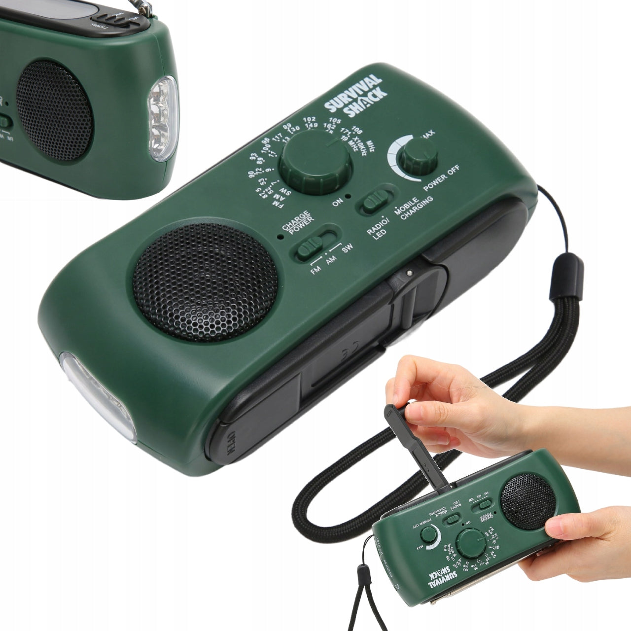 SOLAR RADIO FOR DYNAMO FM AM POWERBANK FOR CRANK SURVIVAL FLASHLIGHT