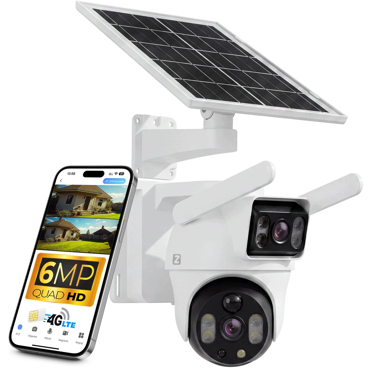 SOLAR ROTATING Camera 2 Lenses V33 GSM LTE 4G AOV 6MPx Dual