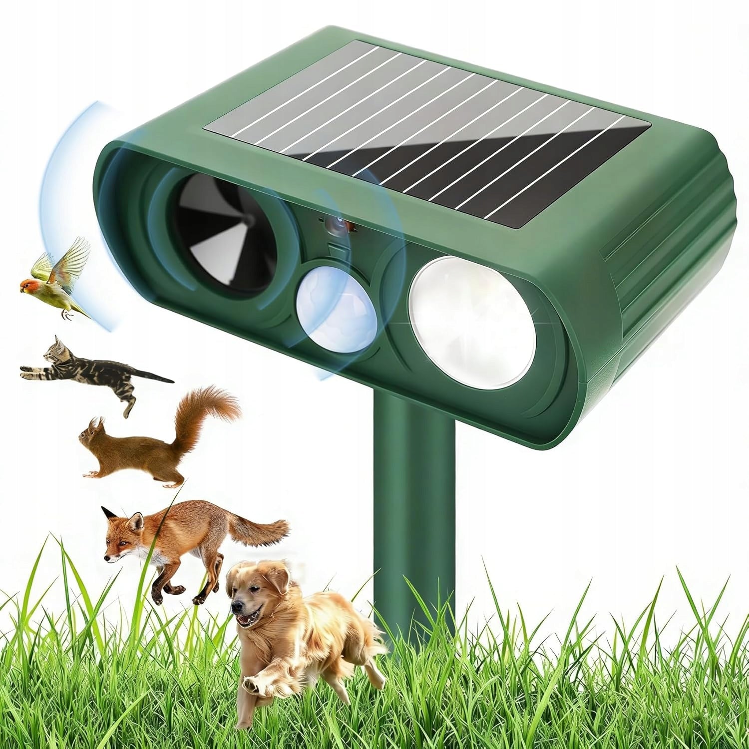 SOLAR ULTRASONIC DOG REPELLENT CATS KUN FOXES WILD BOAR DEER