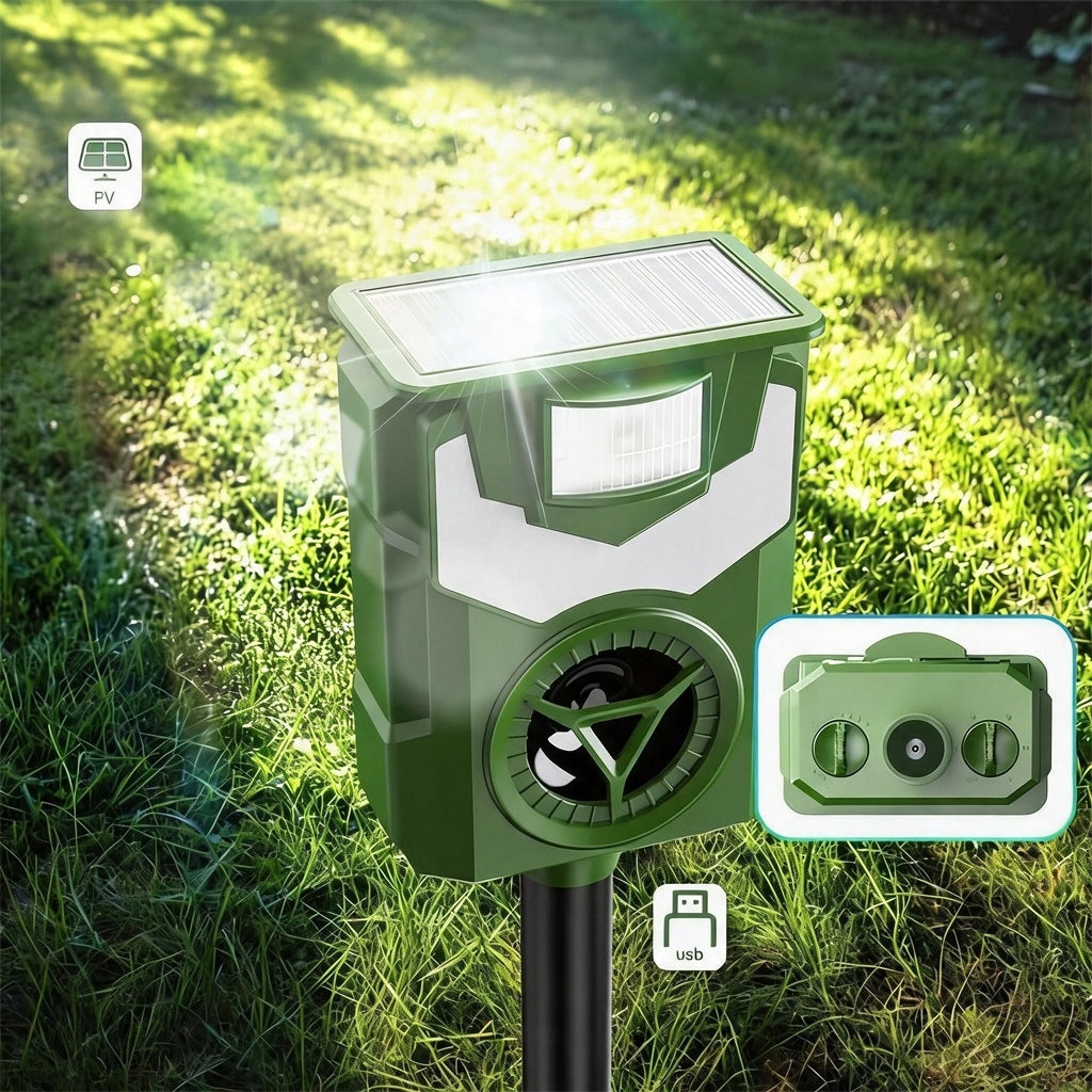 SOLAR ULTRASONIC REPELLENT FOR FOXES WILD ROE DEER BEAVER HARES Use Against cats martens mice dogs birds wild animals