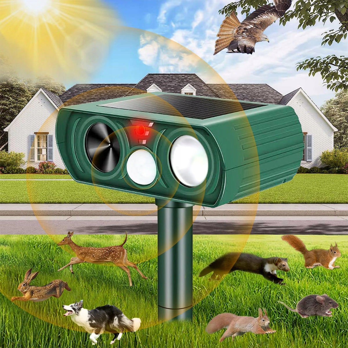 SOLAR ULTRASONIC REPELLENT OF RODENT ANIMALS CATS WILD FOX DOGS Manufacturer code 6900333741431