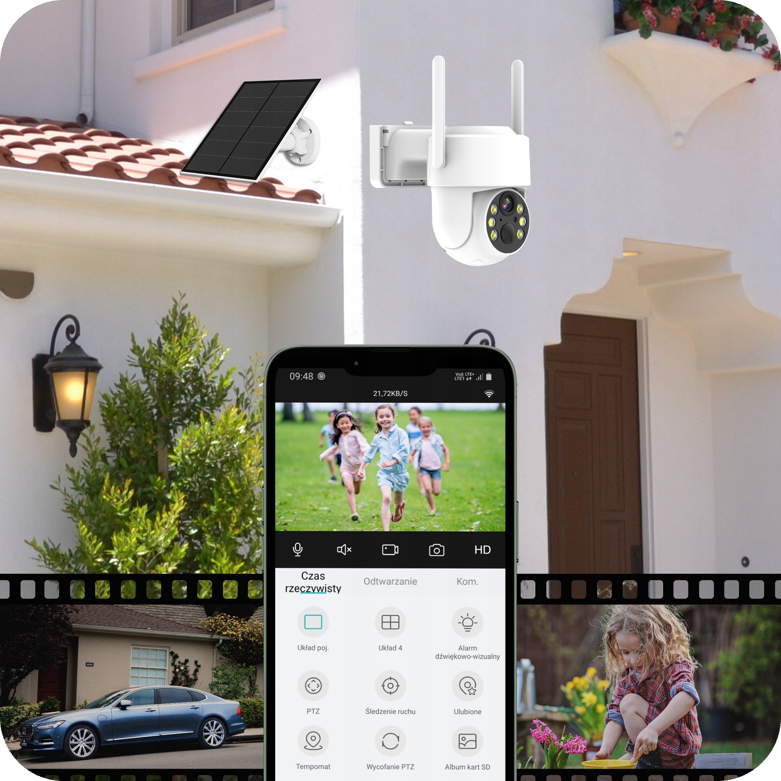 SOLAR WIFI CAMERA 5MPX SMART OUTDOOR ROTATING IP WIRELESS ALARM Brand Eurolook