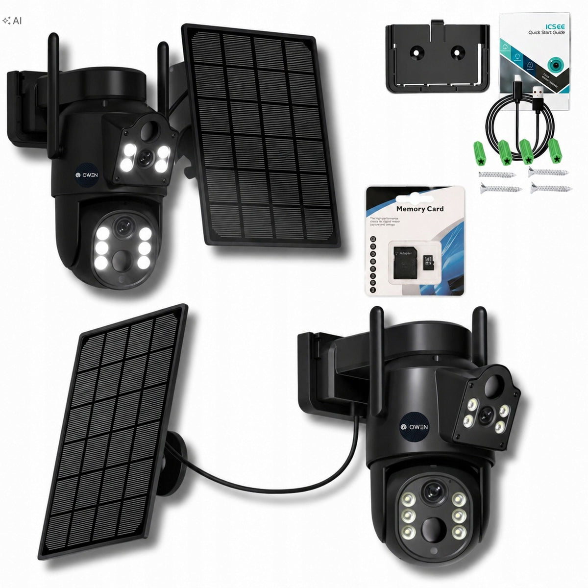 SOLAR WIFI CAMERA IP 8MP SMART OUTDOOR ROTATING WIRELESS BLACK