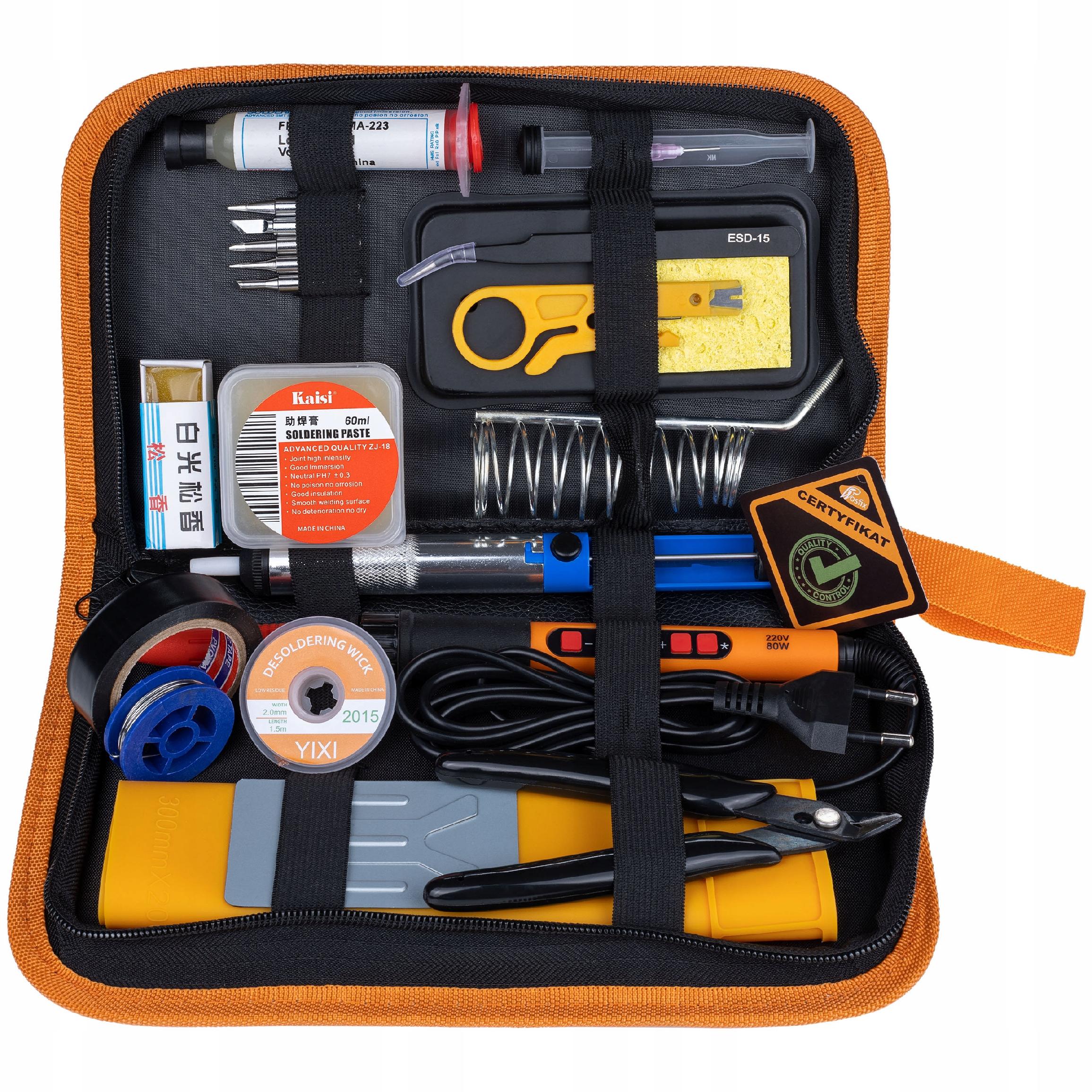SOLDERING KIT 17IN1 STRONG SOLDERING IRON 80W LCD CASE STAND TIN GUIDE Packaging status original