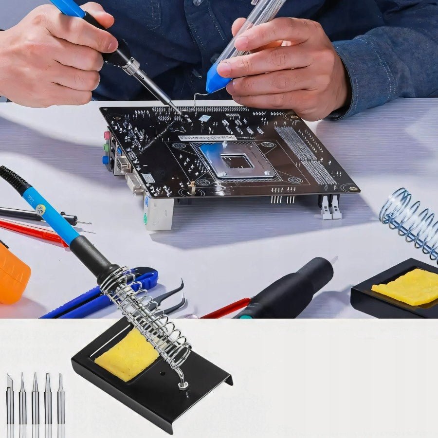 SOLDERING KIT PRECISION SOLDERING IRON 60W + SET CASE EXTRACTOR STAND Power supply mains