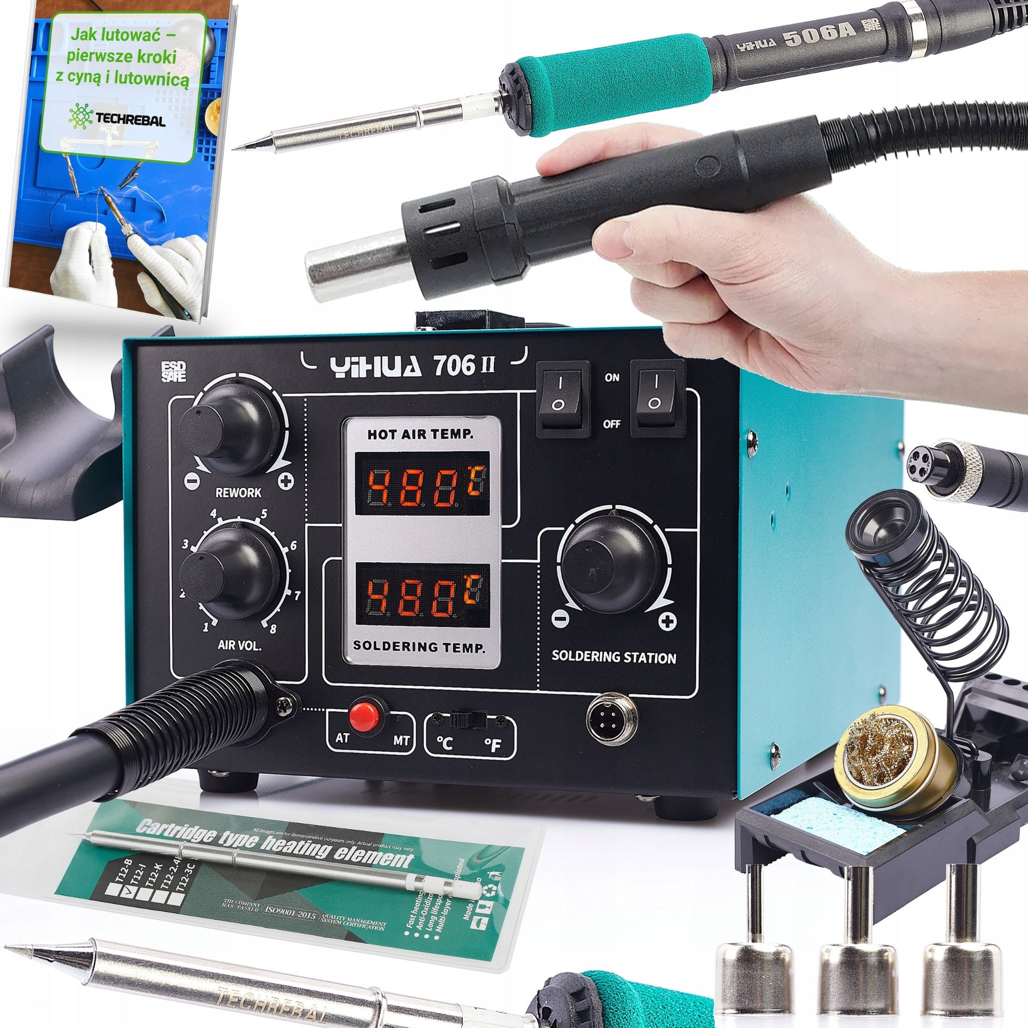SOLDERING STATION 2IN1 HOT-AIR TIP T12 C12 YIHUA 706 II TECHREBAL 907G