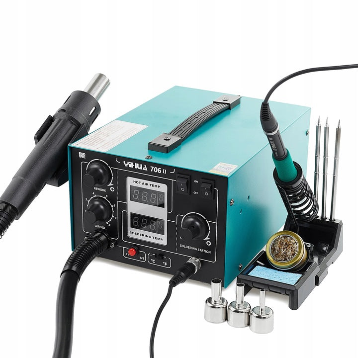 SOLDERING STATION 2in1 hot air T12 Yihua 706 II strong precision flask Kind 2-in-1 (hot air and tip)