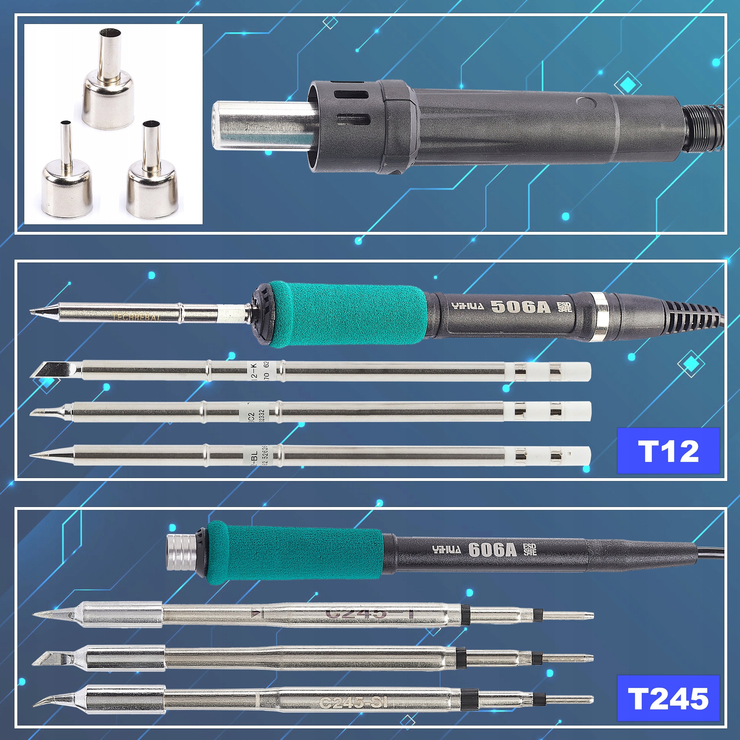 SOLDERING STATION 2in1 hot air T12 Yihua 706 II strong precision flask Manufacturer code BAB3-74395
