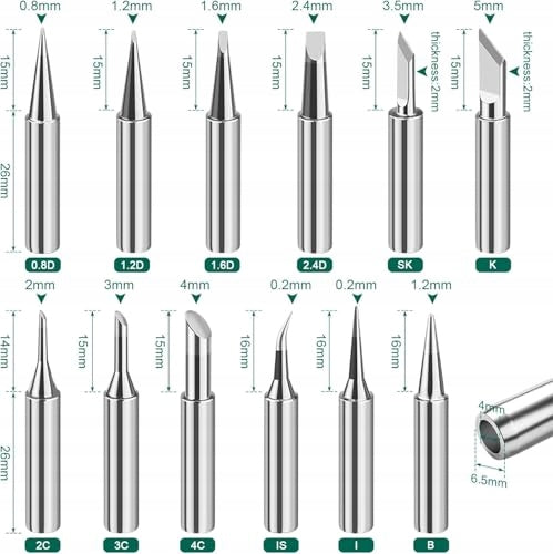SOLDERING TIPS SET OF 12 LEAD-FREE COPPER FOR HAKKO FOR HOME Brand no brand