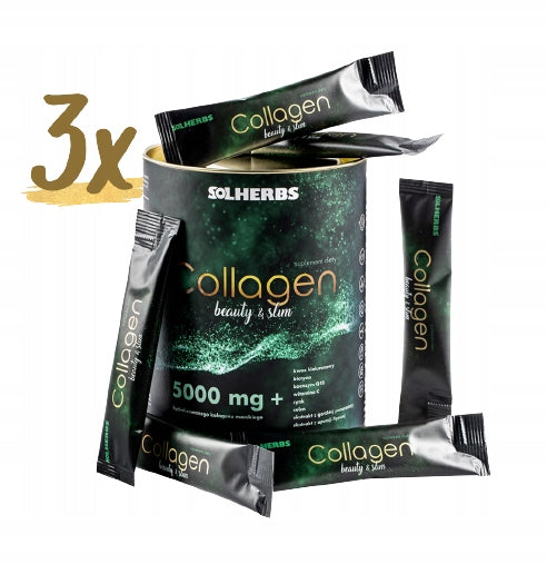 SOLHERBS Marine collagen 5000 mg + additives. 3 x 30 sachets! Fruity taste!