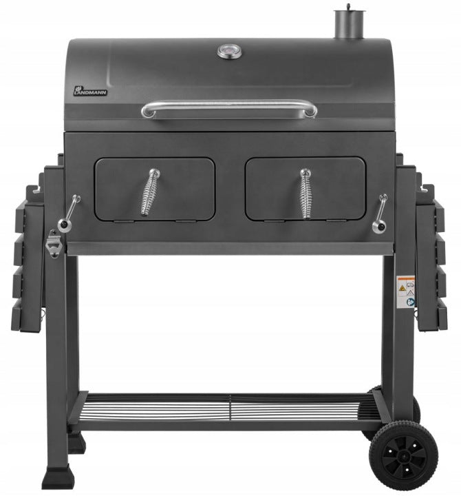 SOLID CHARCOAL GRILL WITH 2 CHAMBERS LANDMANN COMFORT XL CAST IRON GRATE+HOLE Grill width 164 cm