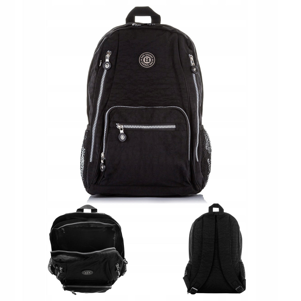 SOLID FASHIONABLE PRACTICAL FUNCTIONAL STYLISH LIGHTWEIGHT SPORTS BACKPACK BLACK