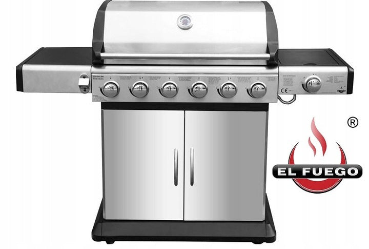 SOLID GAS GRILL EL FUEGO DELUXE 7 BURNERS ! DOUBLE COVER+REDUCER!