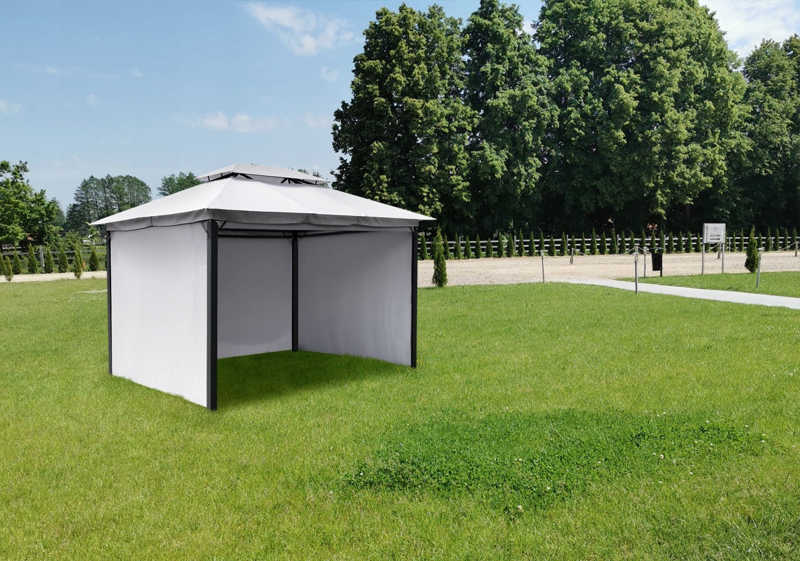 SOLID PAVILION GAZEBO GARDEN TENT 4 WALLS STEEL 3x4 LIGHT GREY ONTARIO Type pavilion