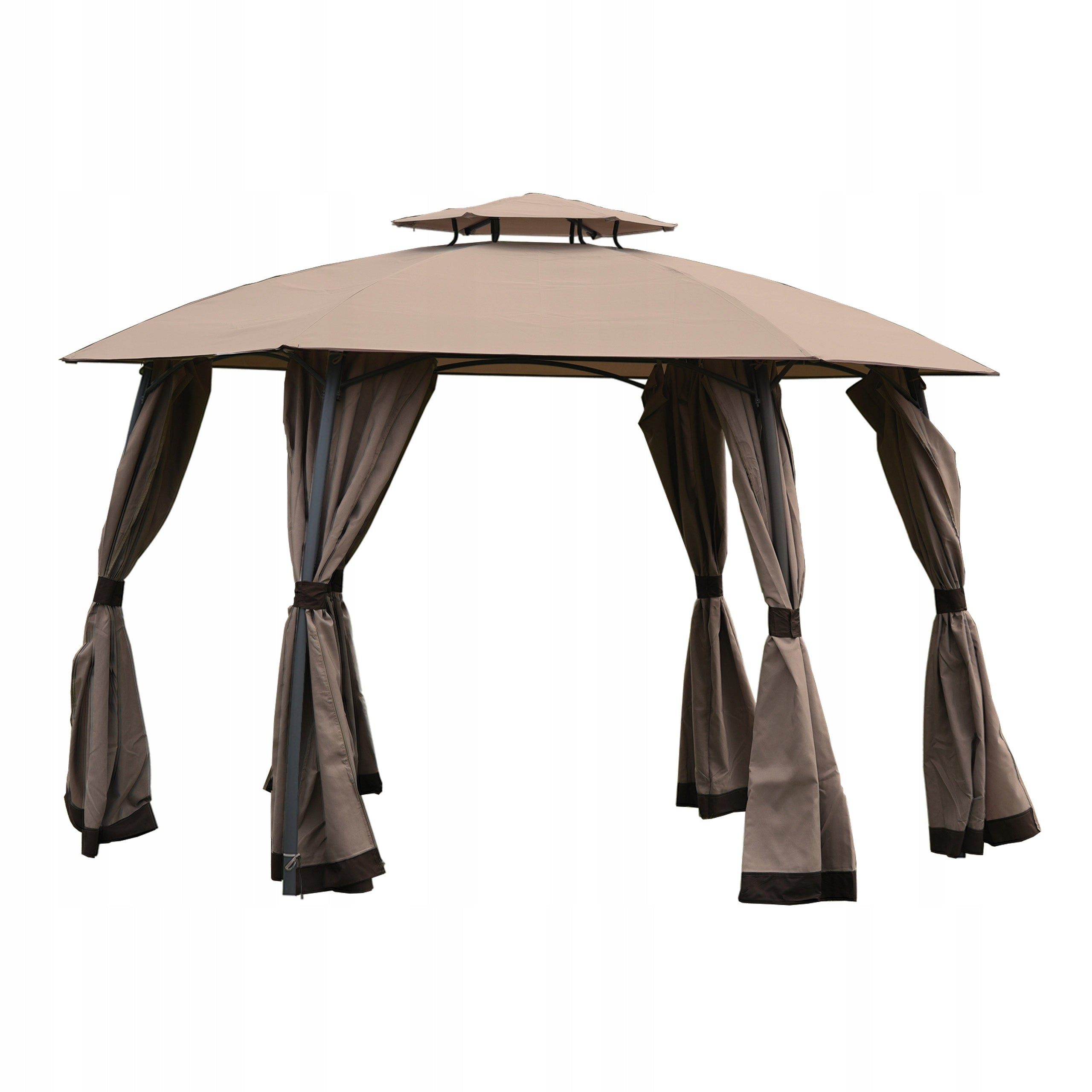 SOLID PAVILION GAZEBO GARDEN TENT STEEL MOSQUITO NETS 3,75m BEIGE TORONTO