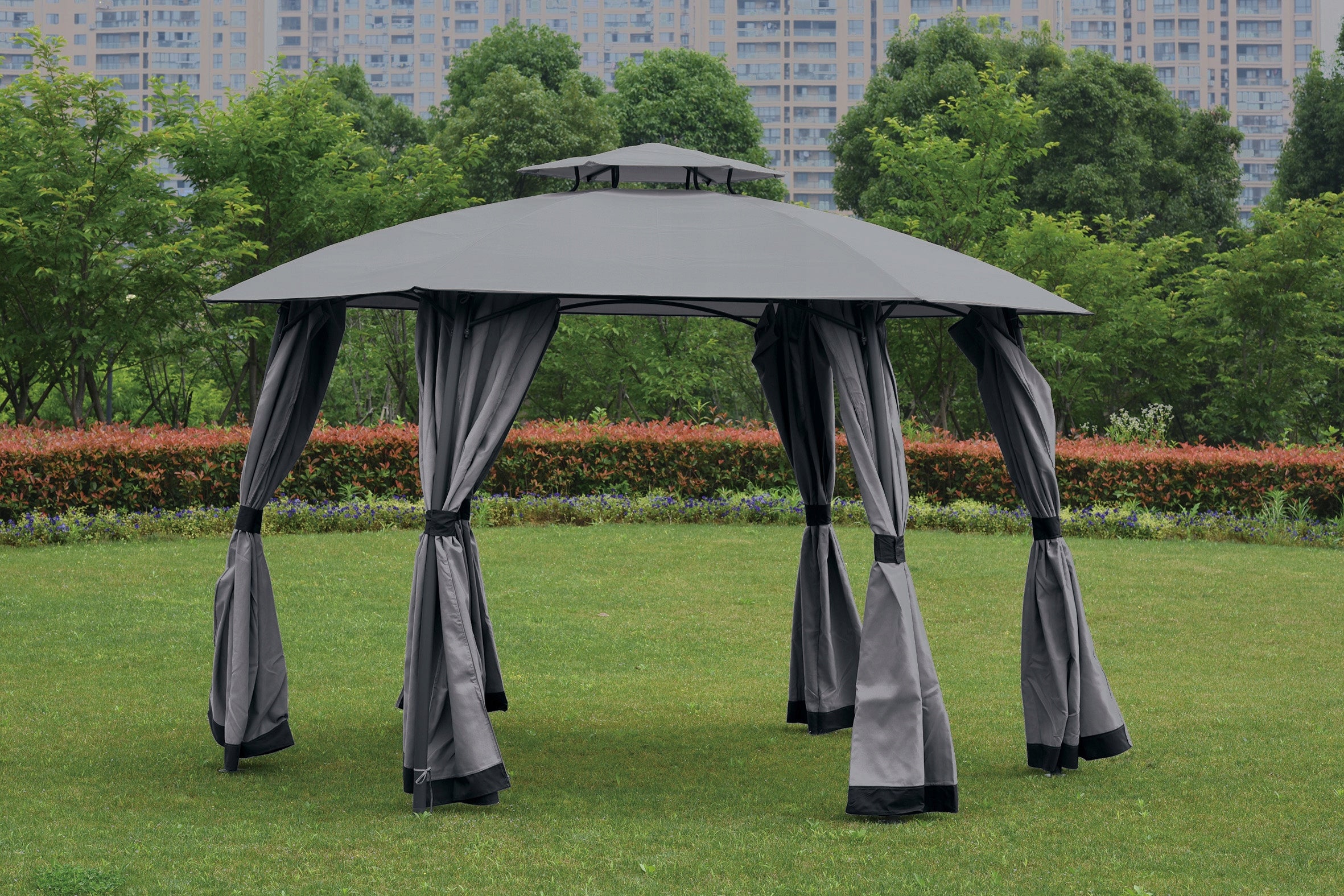 SOLID PAVILION GAZEBO GARDEN TENT STEEL MOSQUITO NETS 3,75m GREY TORONTO Manufacturer code 5.07.14461