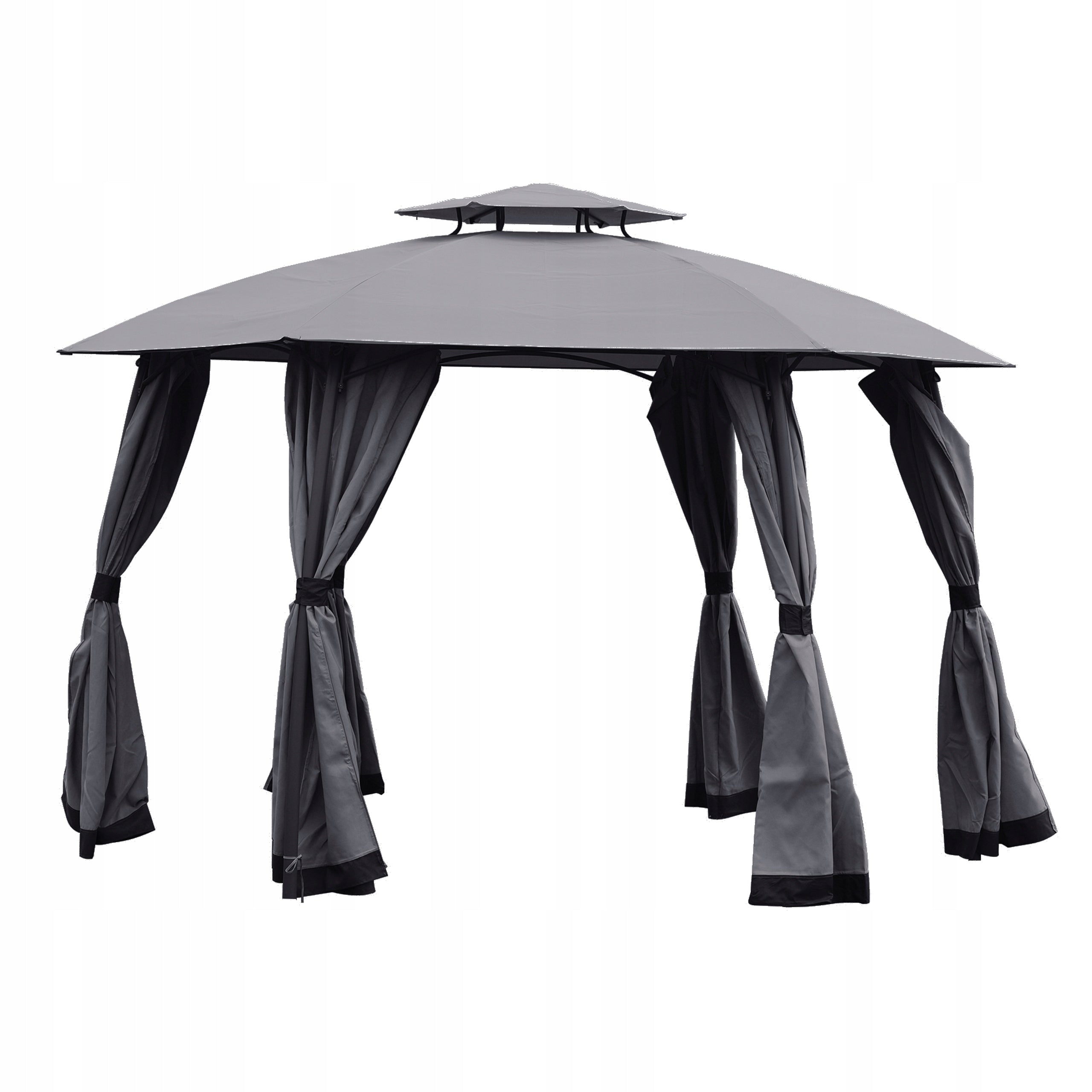 SOLID PAVILION GAZEBO GARDEN TENT STEEL MOSQUITO NETS 3,75m GREY TORONTO