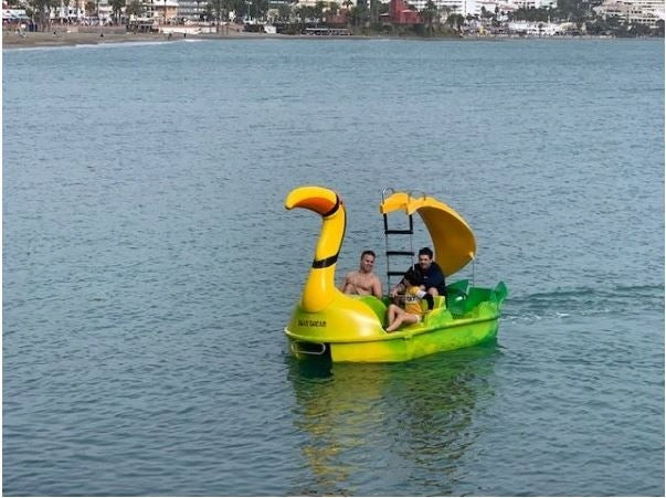 SOLID WATER BIKE TOUCAN FOR 4 PEOPLE FOR RENTAL WITH WHEELS Material polyethylene