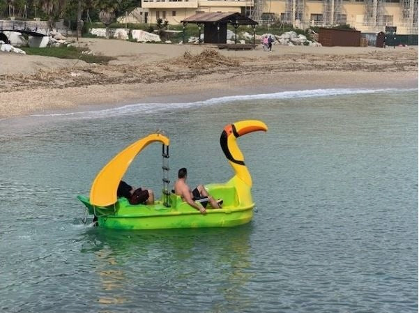 SOLID WATER BIKE TOUCAN FOR 4 PEOPLE FOR RENTAL WITH WHEELS Number of seats 4