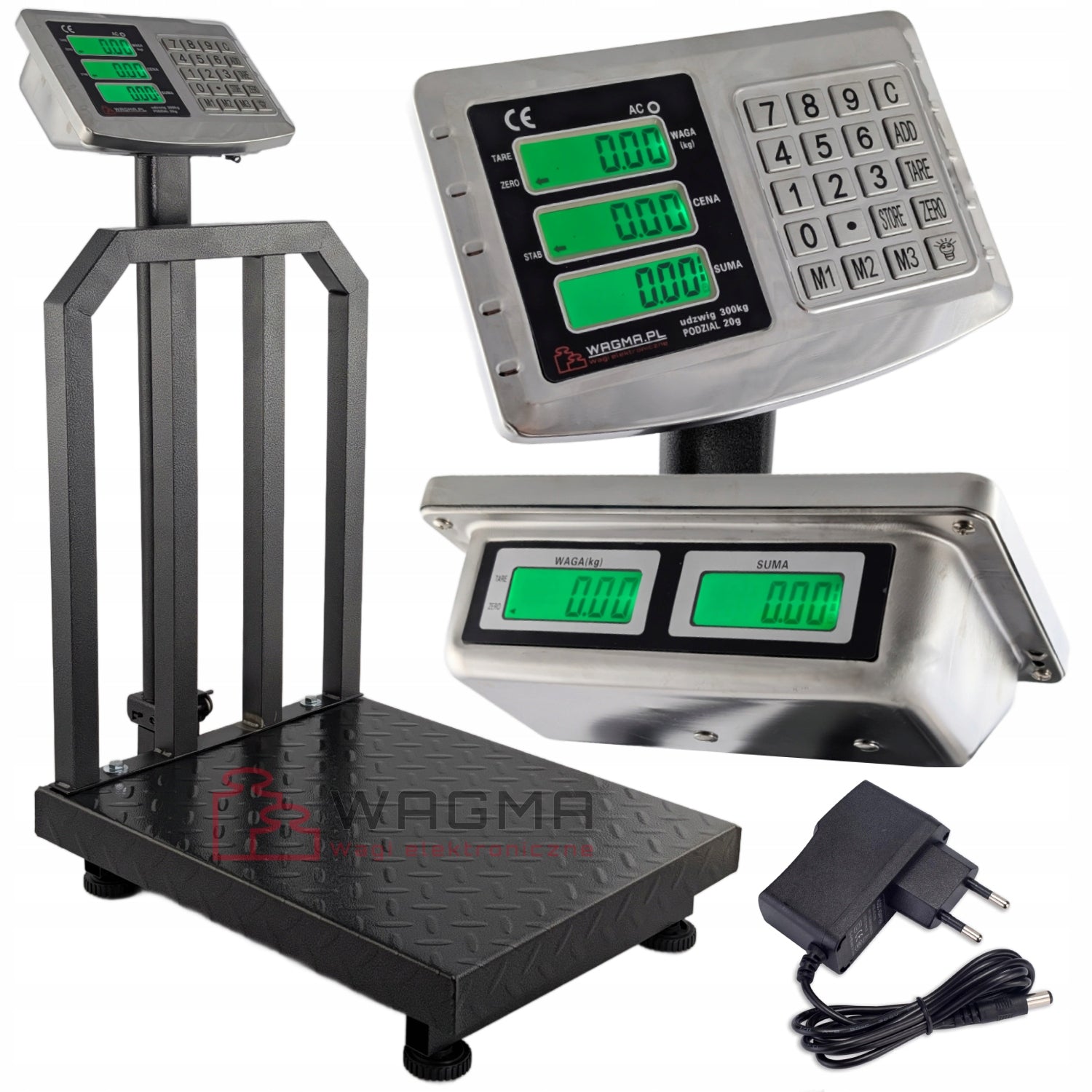 SOLID WEIGHT 300 KG / 20g 50x40 cm ELECTRONIC STORAGE 5 LCD AKU 6V Packaging status original
