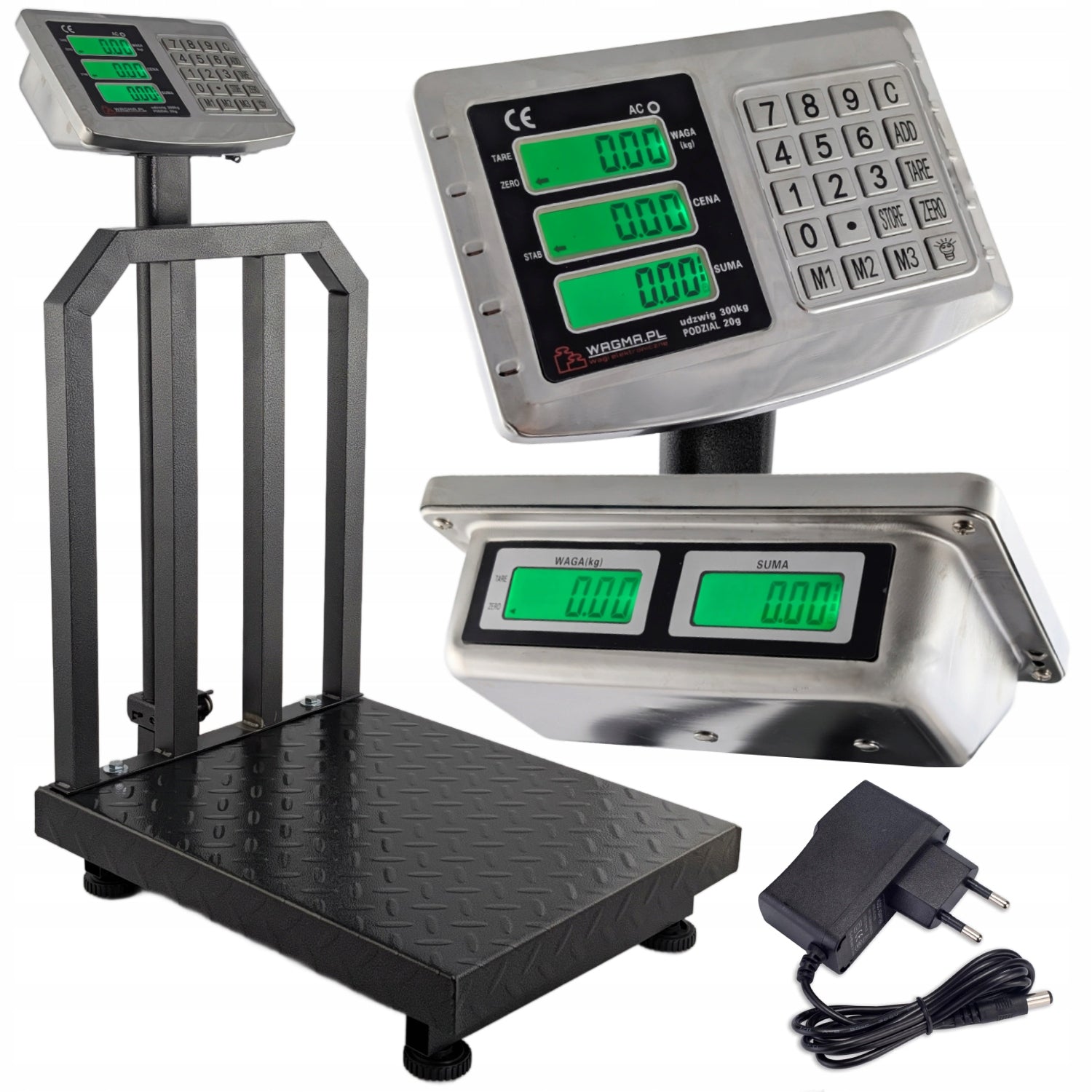 SOLID WEIGHT 300 KG / 20g 50x40 cm ELECTRONIC STORAGE 5 LCD AKU 6V