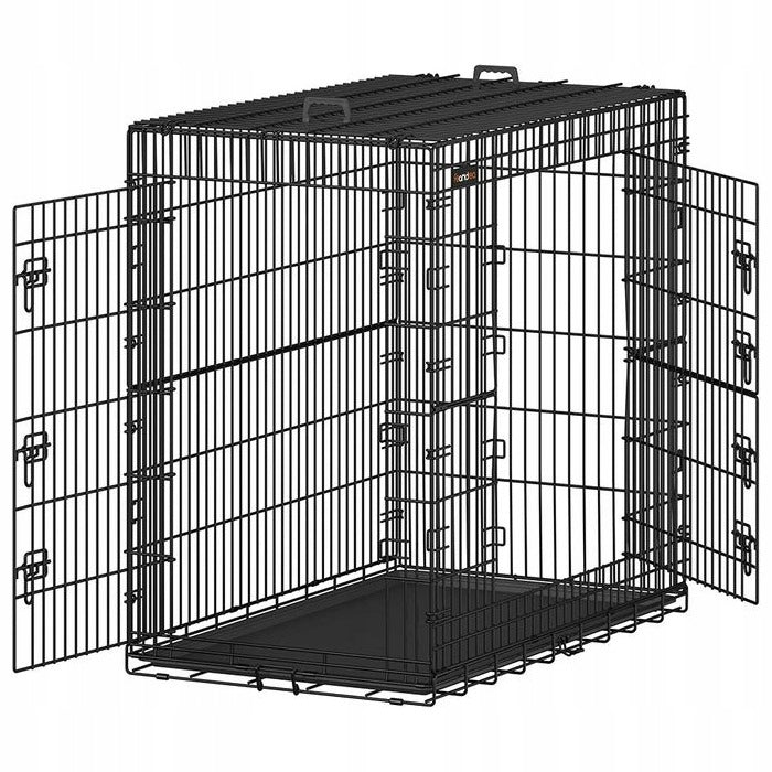 SONGMICS DOG CAGE FOLDING 2 DOORS LARGE XXL 122x74x114cm BLACK
