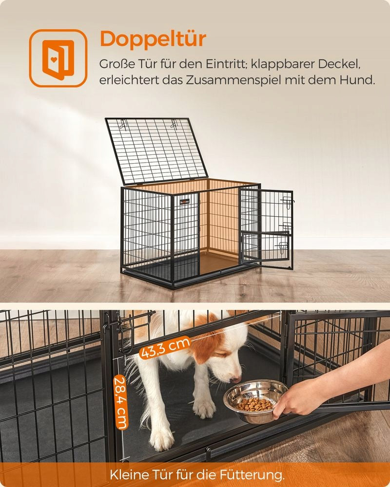 SONGMICS DOG CAGE TRANSPORTER XL 107x70x75 CM FOR LARGE DOGS BLACK Length 70 cm