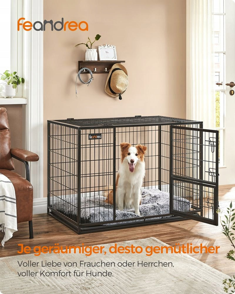 SONGMICS DOG CAGE TRANSPORTER XL 107x70x75 CM FOR LARGE DOGS BLACK Packaging status original