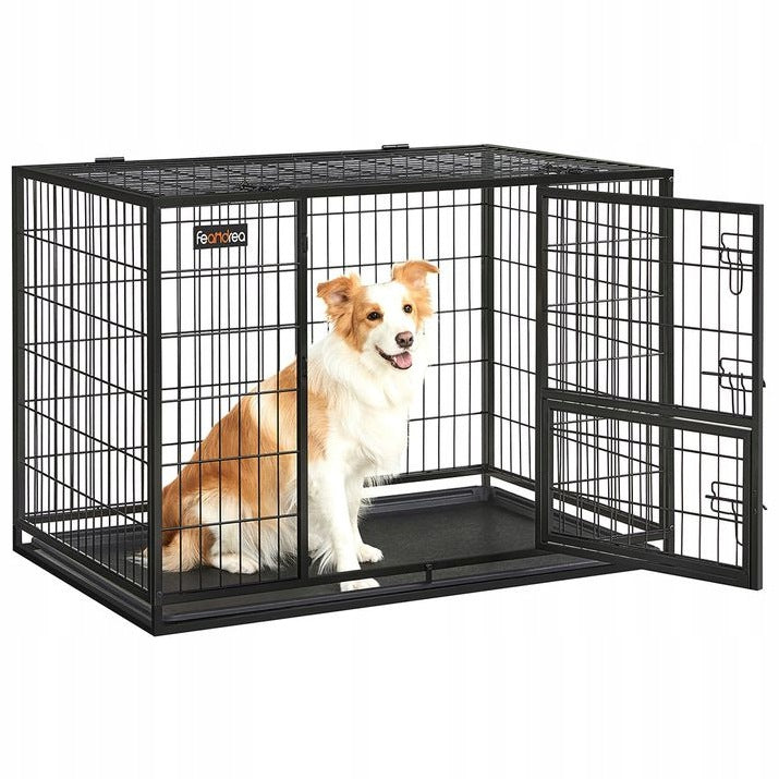 SONGMICS DOG CAGE TRANSPORTER XL 107x70x75 CM FOR LARGE DOGS BLACK