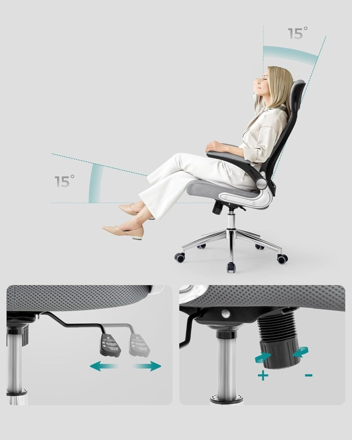 SONGMICS OFFICE CHAIR SWIVEL GREY OBN086G01 Brand Songmics