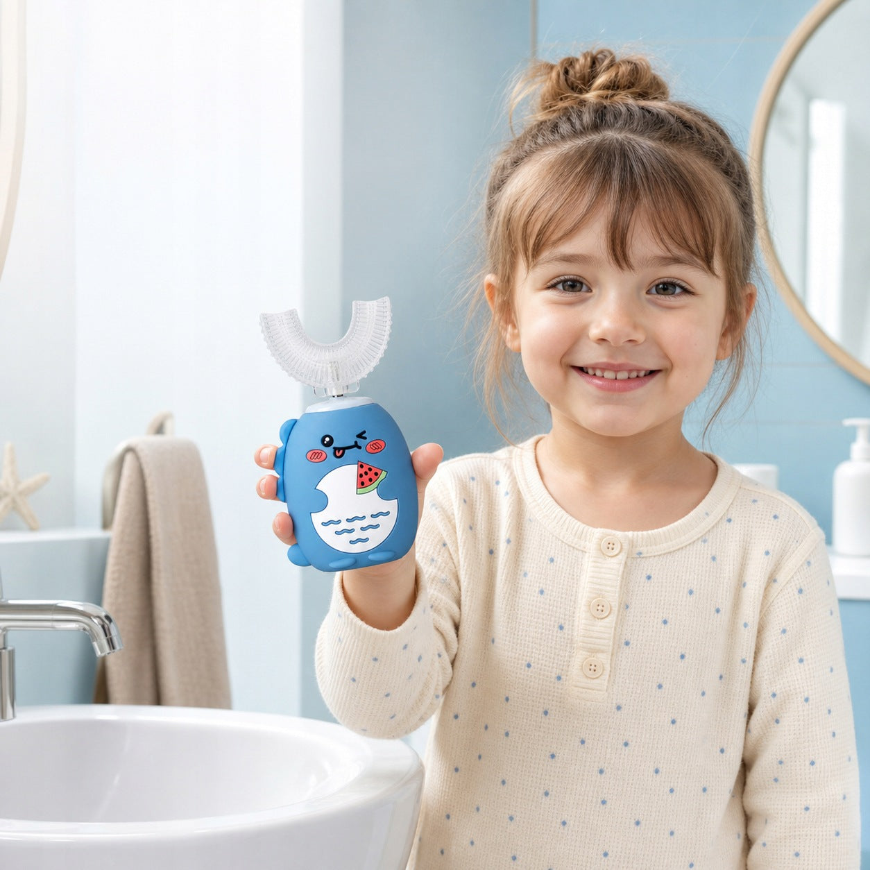 SONIC TOOTHBRUSH 360 for children TO LEARN TO BRUSH THEIR TEETH 2in1 BLUE Packaging status original