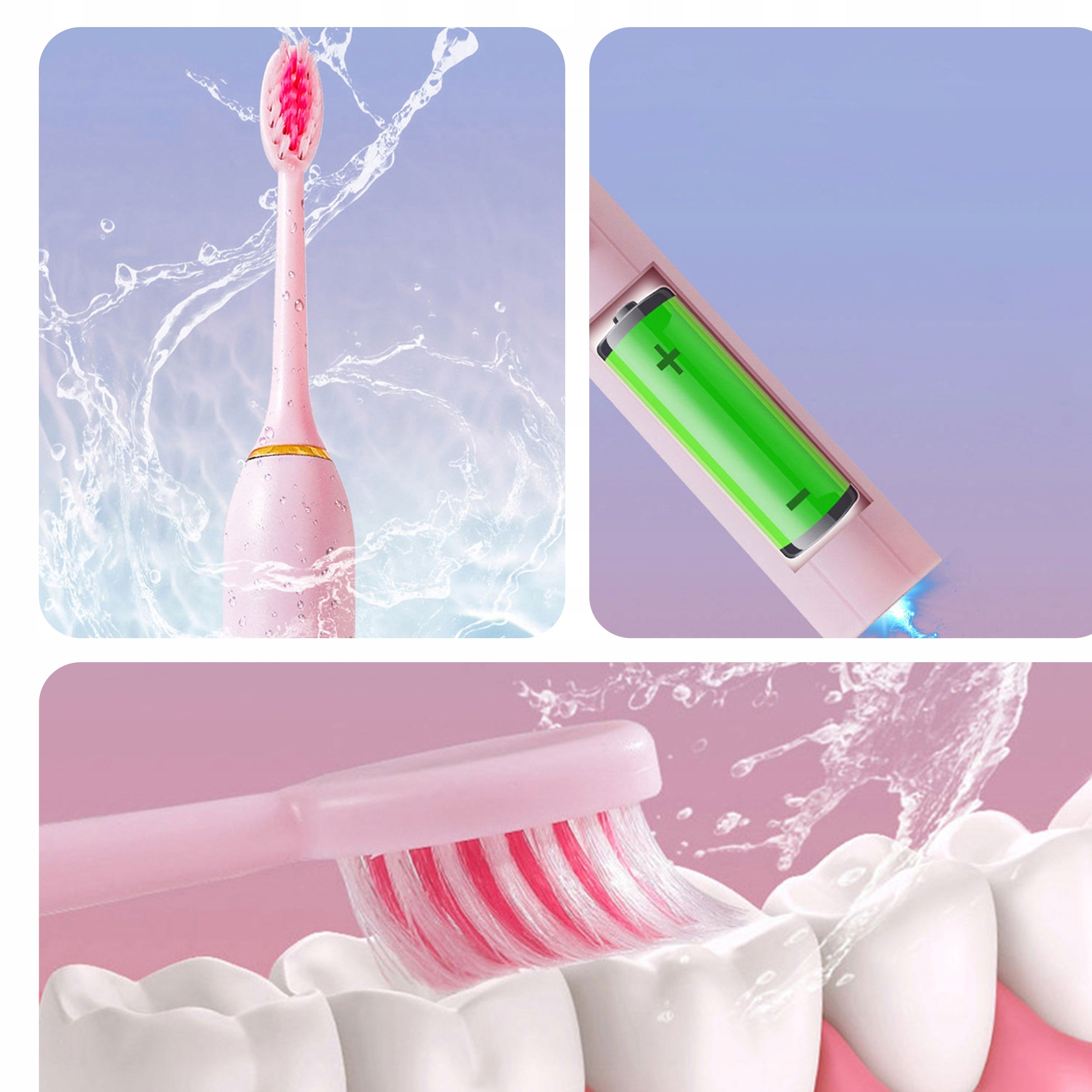 SONIC TOOTHBRUSH CASE 4 TIPS Electric 6 MODES SET Manufacturer code UCHWYT ETUI PIELĘGNACJA HIGIENA USB ŁADOWARKA