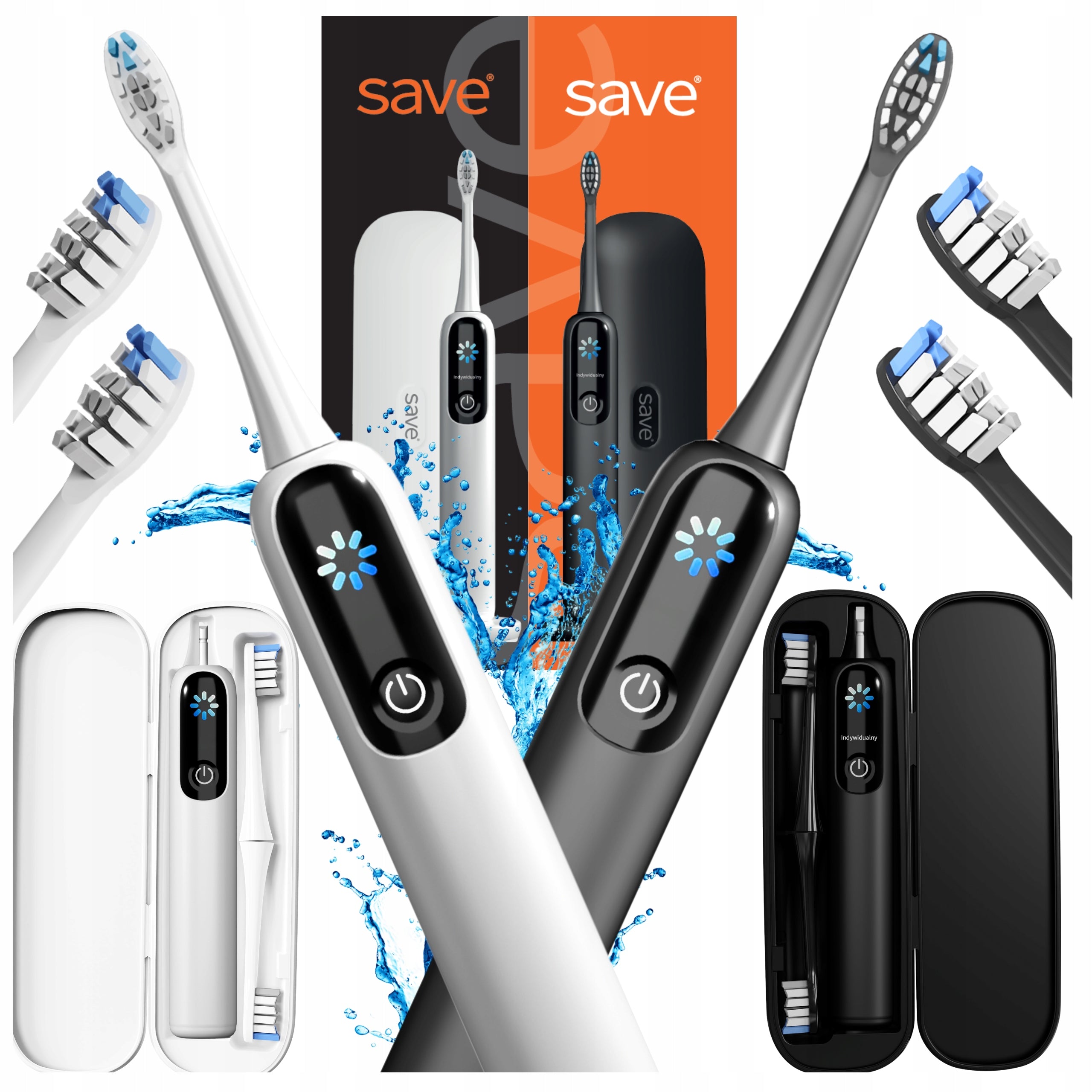 SONIC TOOTHBRUSH ELECTRIC 120tys CASE BASE CAPS SET